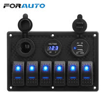 5/6 Gang Rocker Switch Panel 4.2A Dual USB Slot Socket Digital Voltage Display for Marine Car Truck Waterproof 2024 - buy cheap