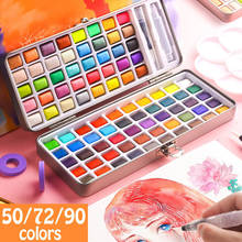 Conjunto de pigmentos de aquarela sólida, tintura metálica perolada para materiais de arte de desenho, 50/72/90 cores 2024 - compre barato