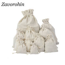 Bolsas de algodón y lino Natural para joyería, embalaje con logotipo personalizado, 7x9, 8x10, 9x12, 10x12cm, 50 unids/lote 2024 - compra barato