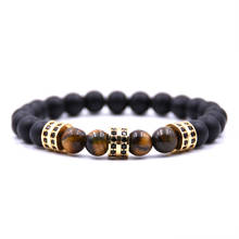 HYHONEY Micro Pave CZ Charm Bracelets For Women 8mm Matte beads Tiger eyes stone Men Jewelry pulseras 2024 - buy cheap