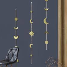 Metal Round Piece Sun and Moon Shape Hanging Decoration Photo Living Room Wall Hanging Decoration With Chains 2024 - buy cheap