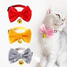 Bowknot Cats Collars with Bells Pink Color Kitten Necklace Puppy Chihuahua Bow Tie Adjustable Cat Rabbit Collar Pets Supplies 2024 - buy cheap