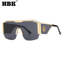 Hbk óculos de sol quadrados femininos, óculos escuro dourado e preto, armação grande, uv400 2024 - compre barato