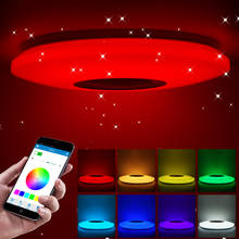 Лидер продаж, музыкальный смарт-динамик, светодиодный потолочный светильник 36-60 Вт, RGB встроенный круглый Звездный музыкальный дистанционный Bluetooth полноцветный потолочный светильник 2024 - купить недорого