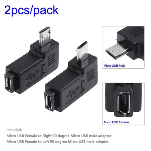 2 шт. 90 градусов правый угол микро USB гнездо к Micro USB разъем адаптера L образный микро USB конвертер «Папа-мама» 2022 - купить недорого