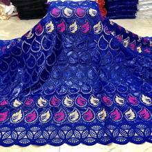 2020 african bazin riche fabric blue bazin riche brode high quality dry lace latest guinea brocade lace french lace for party 5Y 2024 - buy cheap