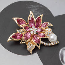 Rhao purple crystal glass rhinestone maple leaf brooch, ladies high-end temperament cardigan coat jewelry pin 2024 - buy cheap