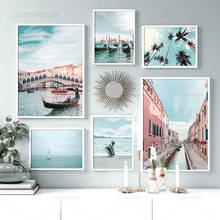Океан паром кокос Венеция городское небо настенная Картина на холсте скандинавские постеры и принты настенные картины для гостиной домашний декор 2024 - купить недорого