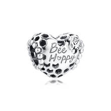 Ckk ajuste pandora pulseiras abelha feliz coração encantos prata 925 contas originais para fazer jóias perles de prata esterlina berloque 2024 - compre barato
