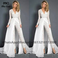 2021 винтажное свадебное платье с длинным рукавом, кружевное платье с аппликацией для нигерийской свадьбы, белое свадебное платье 2024 - купить недорого