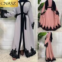 Платье-кардиган женское длинное с вышивкой, в мусульманском стиле 2024 - купить недорого