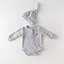 2022 Toddler Spring Infant Gray Long-Sleeve Romper+Love Hat Baby Girl 3 6 9 12 18 24 Month Baby Boy Clothes OBS204031 2024 - buy cheap
