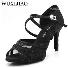 WUXIJIAO Women's shoes jazz sneakers high heel black rhinestone dance shoes Latin dance shoes 2024 - buy cheap