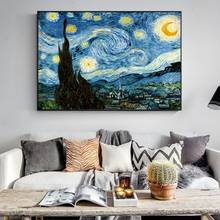 Pintura a óleo famosa estrelada e noturna, de van gogh, arte para parede, posteres e impressões, imagens decorativas, para decoração da sala de estar 2024 - compre barato