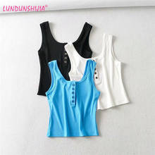 LUNDUNSHIJA 2020 Summer Sexy Short Style Women Blue Tank Tops Camisole Ladies Ribbed Cotton Vests Blusas 3 Colors 2024 - buy cheap