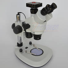 FYSCOPE-microscopio con soporte de pilar de pista, microscopio Trinocular Focal Simul, 7X-45X, 3.5X-90X, con luces LED duales + Cámara HDMI de 38MP 2024 - compra barato