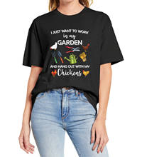 Camiseta 100% algodón para mujer, camiseta suave con frase I Just Want To Work In My Garden And Hang Out con pollos, divertida, para regalo 2024 - compra barato