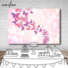 Романтический фон для студийной фотосъемки с изображением бабочки Sensfun, розовый фон для фотосъемки новорожденных девочек и малышей 2024 - купить недорого