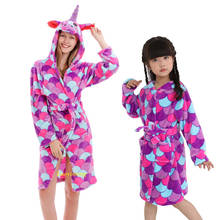 Children Bath Robe Baby Towel Hooded Kids Girls Dressing Gown Unicorn Bathrobes Boy Pajamas Sleepwear Adults Animal Bathing Robe 2024 - buy cheap