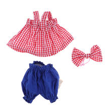 3Pcs Doll Clothes Set Plaid Sundress & Blue Short Pants Red Hairband For 25cm Mellchan Dolls Accs 2024 - buy cheap