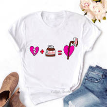 Забавные футболки, женские розовые футболки с рисунком Love Nutella, женская футболка в стиле Харадзюку, кавайная одежда, летняя модная женская футболка, оптовая продажа 2024 - купить недорого