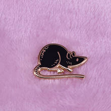 Pin esmaltado de ratón negro con capucha, broche de rata, animales del zodiaco, insignia bonita para mascota 2024 - compra barato