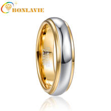 BONLAVIE-anillo de acero de tungsteno dorado pulido para hombre, de 6mm, de alta calidad, a la moda, geométrico, para fiesta, boda 2024 - compra barato