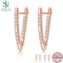 INALIS New Fashion Stud Earrings Hot Luxury V Shape Golden/Silver Plated Cubic Zirconia For Women Jewelry Girl Jewelry Earrings 2024 - buy cheap