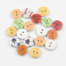 Quadro de futebol 50 peças botões de costura madeira para roupas do bebê artesanato diy costura scrapbooking acessórios de decoração 15mm 2024 - compre barato