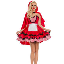 Disfraz de Caperucita roja para mujer, vestido de Halloween, traje de fantasía para fiesta, Festival, cuento de hadas, Cosplay 2024 - compra barato