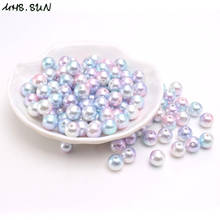 MHS.SUN N1 Lt-Cuentas de perlas de imitación de Color arcoíris rosa, perlas redondas de plástico ABS de 3mm-12mm con agujero para fabricación de collares y pulseras 2024 - compra barato