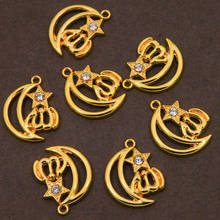 6pcs Arab Women Muslim Islam Allah Charm Moon Star Pendant Jewelry Ramadan Gift DIY Necklace Pendant Accessories Wholesale 2024 - buy cheap