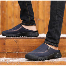 Zapatillas de invierno para hombre, zapatos planos antideslizantes de felpa de Color sólido, cálidos, de algodón, cómodos y suaves para el hogar 2024 - compra barato