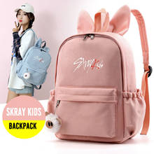 Kpop Stray kids backpack Cute Rabbit ears schoolbag back to school bag Kpop stray kids stationery set supplies new arrivals 2024 - buy cheap