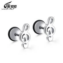 EyeYoYo Cute Mini Notes Titanium Steel Stud Earrings Tide Couple 2024 - buy cheap