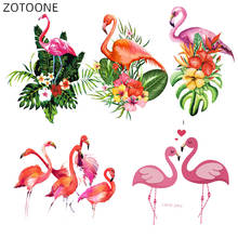 Zotoone adesivos em ferro flor flamingo desenho animado tamanho grande transferências de calor faça você mesmo patches para roupas apliques de vinil para crianças 2024 - compre barato