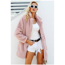 Elegant Pink Shaggy Women Faux Fur Coat Streetwear Autumn Winter Warm Plush Teddy Coat Female Plus Size OverCoat 2024 - buy cheap