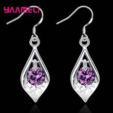 Hot Sale 925 Sterling Silver Drop Earring Shining Purple Cubic Zirconia Fashion Jewelry For Women Bijouterie 2024 - buy cheap