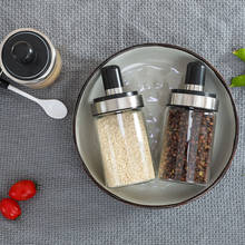 Kitchen Glass Seasoning Bottle Salt Storage Box Sugar Container Spice Jar With Spoon Kitchen Supplies For Salt Pepper Powder 2024 - buy cheap