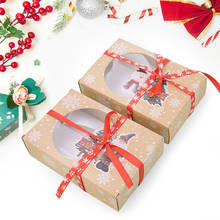 Christmas Cookie Boxes Clear Window Kraft Paper Boxes New Style Bakery Bag Xmas Biscuits Cake Candy Gift Bags Wrapping Supplies 2024 - buy cheap