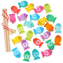 Детские деревянные игрушки Монтессори с цифрой алфавита магнитные игрушки для рыбалки игра-головоломка игрушки Ранние развивающие игрушки для детей Подарки для девочек 2024 - купить недорого