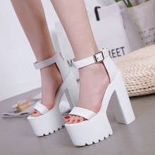 2020 New Summer Shoes Women White Open Toe Button Belt Thick  Heel Wedges Platform Shoes Fashionable Casual Sandals Female  16cm 2024 - buy cheap