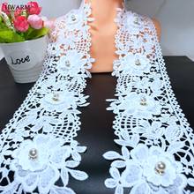 10yard 3D lace beads rhinestone african lace fabric ribbon 9.3cm High Quality arts craft sewing trim wedding dress accessories 2024 - buy cheap