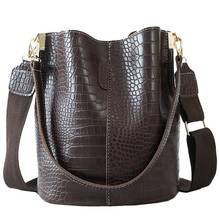 Крокодиловая сумка через плечо для женщин, брендовая дизайнерская дамская сумочка, роскошная сумка-мешок из искусственной кожи, C50 2024 - купить недорого