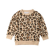 Suéter para crianças pequenas estampa de leopardo, blusa fashion para meninas meninos primavera outono 1-7t 2024 - compre barato