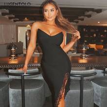Luegntolo Sexy Dress Women Sleeveless Breast Wrap Party Black Dresses Laides Slim Lace Summer Emepire Thin Mid Pencil Dress 2024 - buy cheap