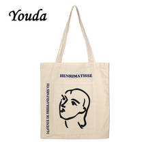 Youda Korea Simple Printed Canvas Bag Ladies Lightweight Style Shoulder Bag Large Capacity Shopping Handbag Fashion Classic Tote 2024 - buy cheap