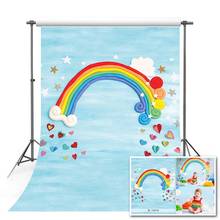 Mehofond Rainbow Backdrop Blue Sky Clouds Stars Love Heart Newborn Baby Shower Birthday Party Photography Background Photophone 2024 - buy cheap