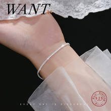 WANTME-pulsera de plata de ley 925 con circón brillante para mujer, brazalete elegante de lujo, joyería Noble para fiesta y boda, regalo 2024 - compra barato