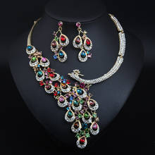 Luxury Rhinestone Peacock Bridal Jewelry Sets Crystal Statement Necklace Earrings Sets Wedding Party Women Fashion Jewelry Set 2024 - buy cheap